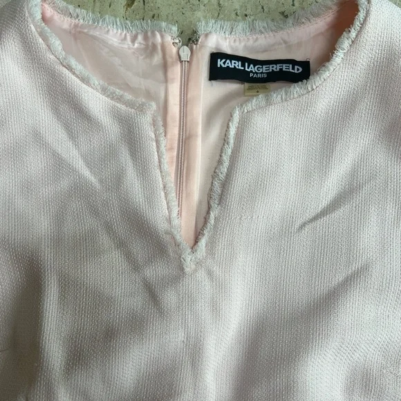 Karl Lagerfeld Pink Sleeveless Tonal Tweed Pocket Sheath Dress Size 6 - Picture 6 of 9